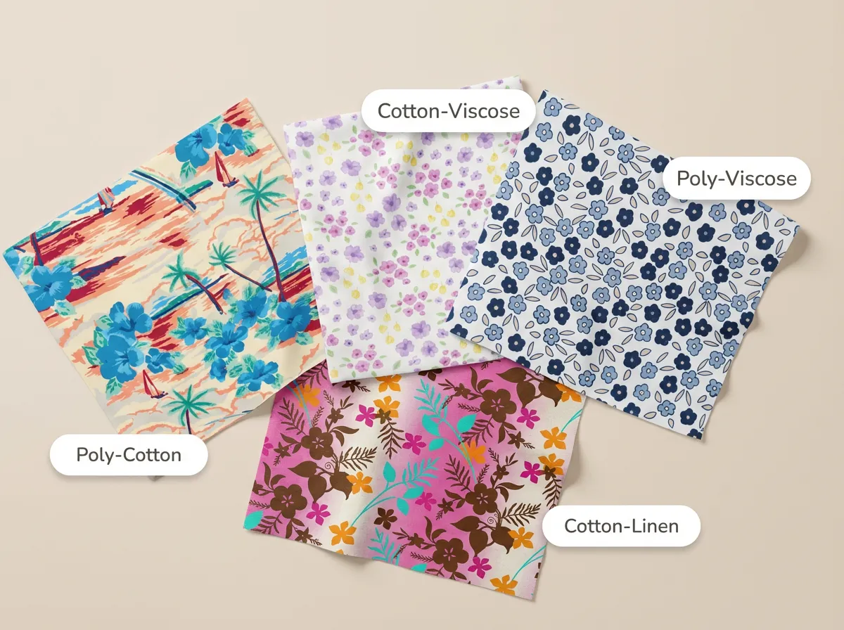 Printed blended fabrics suited to pigment chemistry