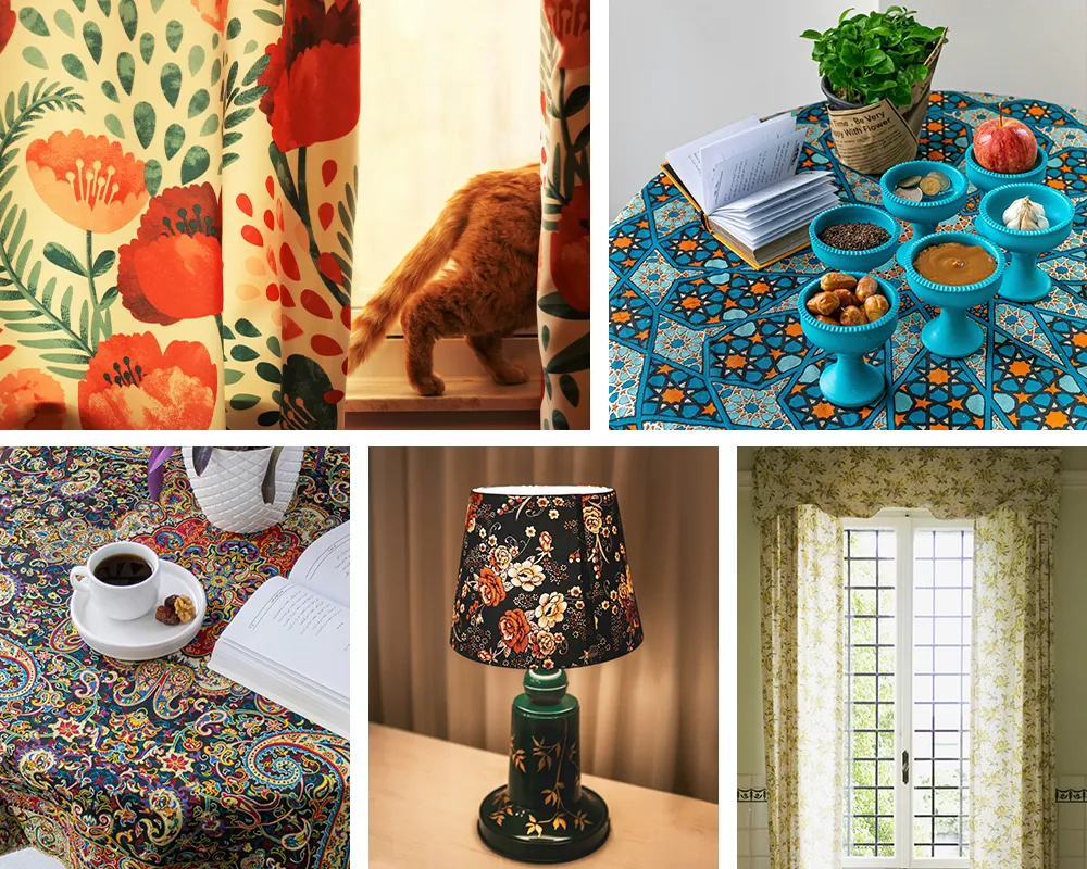 Digitally printed curtains and interior fabrics