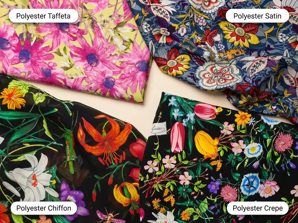 Printed polyester and synthetic fabric applications