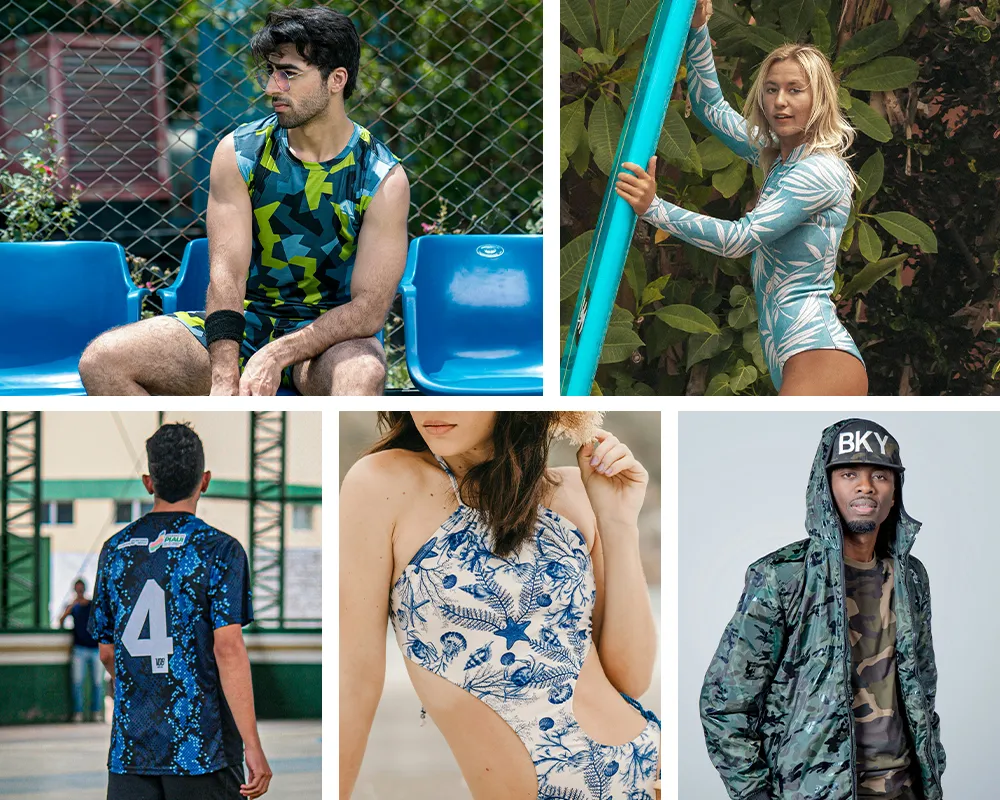 Printed jerseys, activewear and swimwear in production-ready styles
