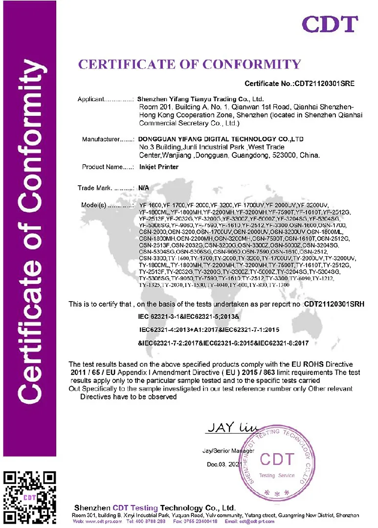 Certificado de conformidad CDT