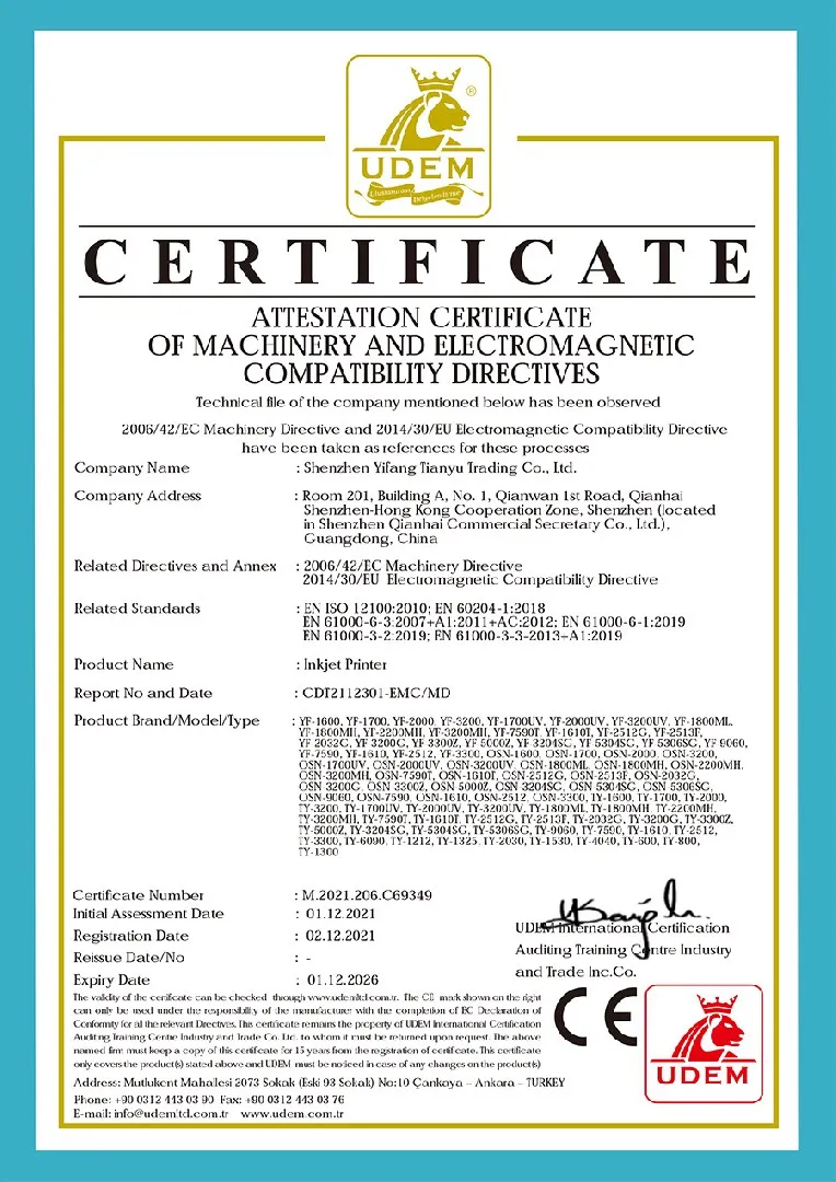 Certificado de conformidad de producto de H·EASY