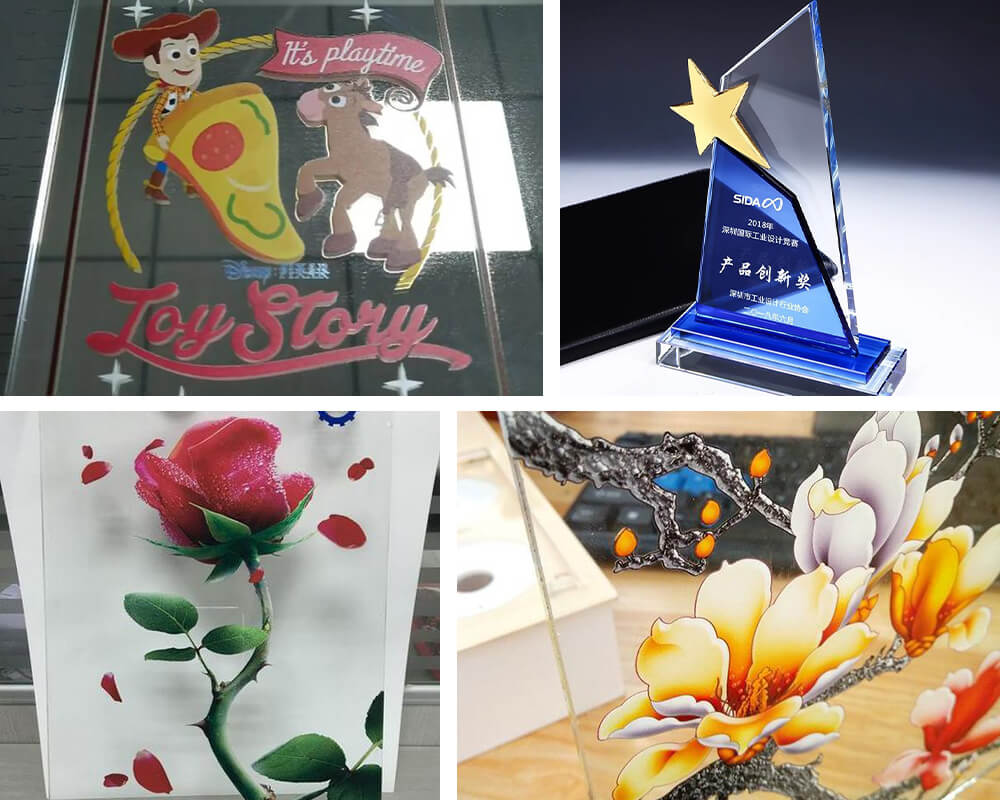 Glass and acrylic, Transparent and backlit display pieces
