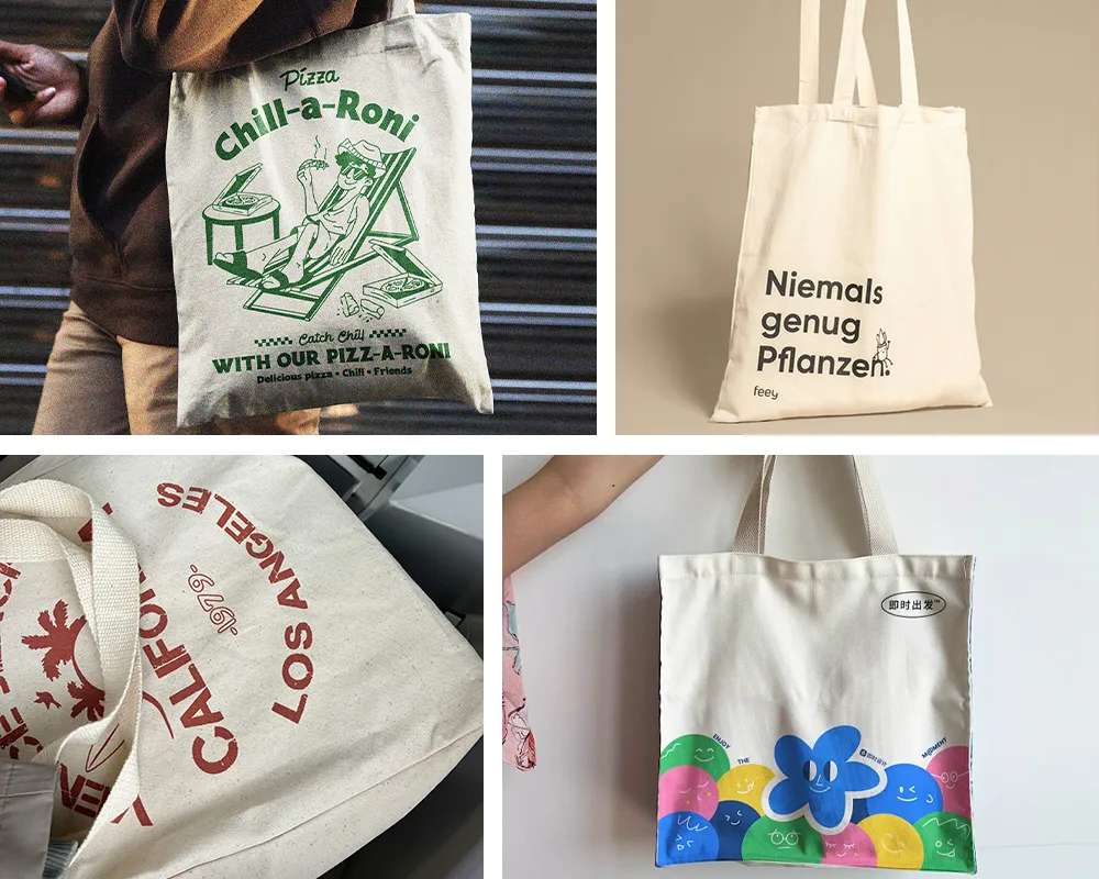 Bolsas de tela y bolsos, Artículos textiles impresos