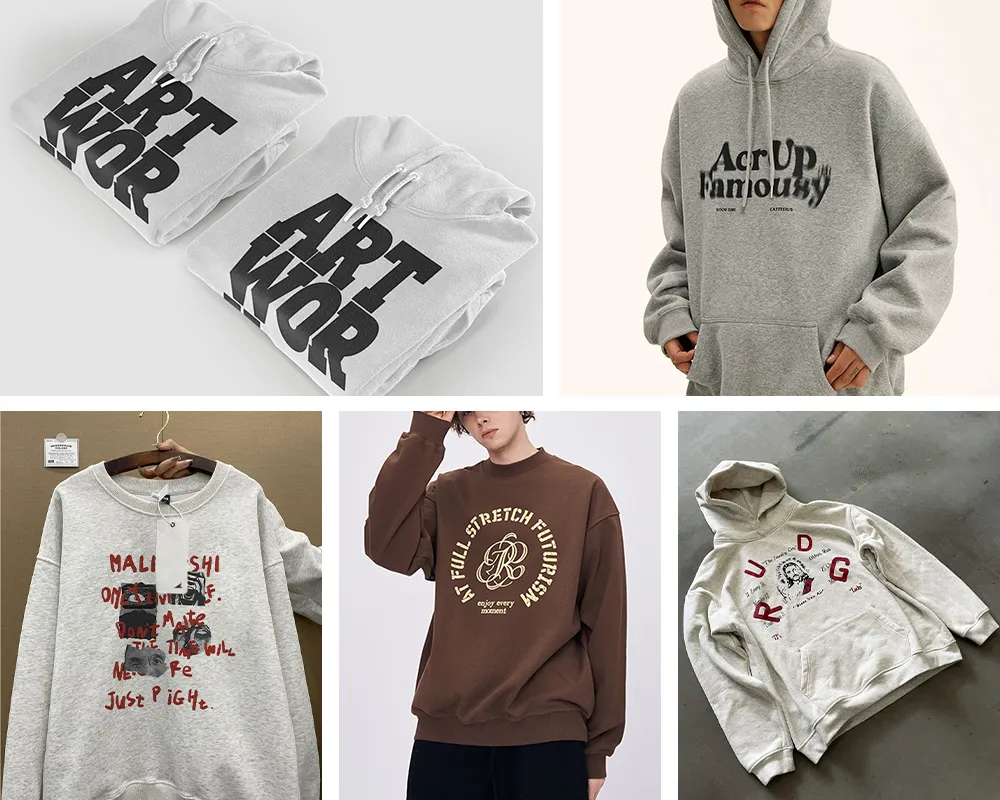 Sudaderas, Gráficos frontales y posteriores para prendas