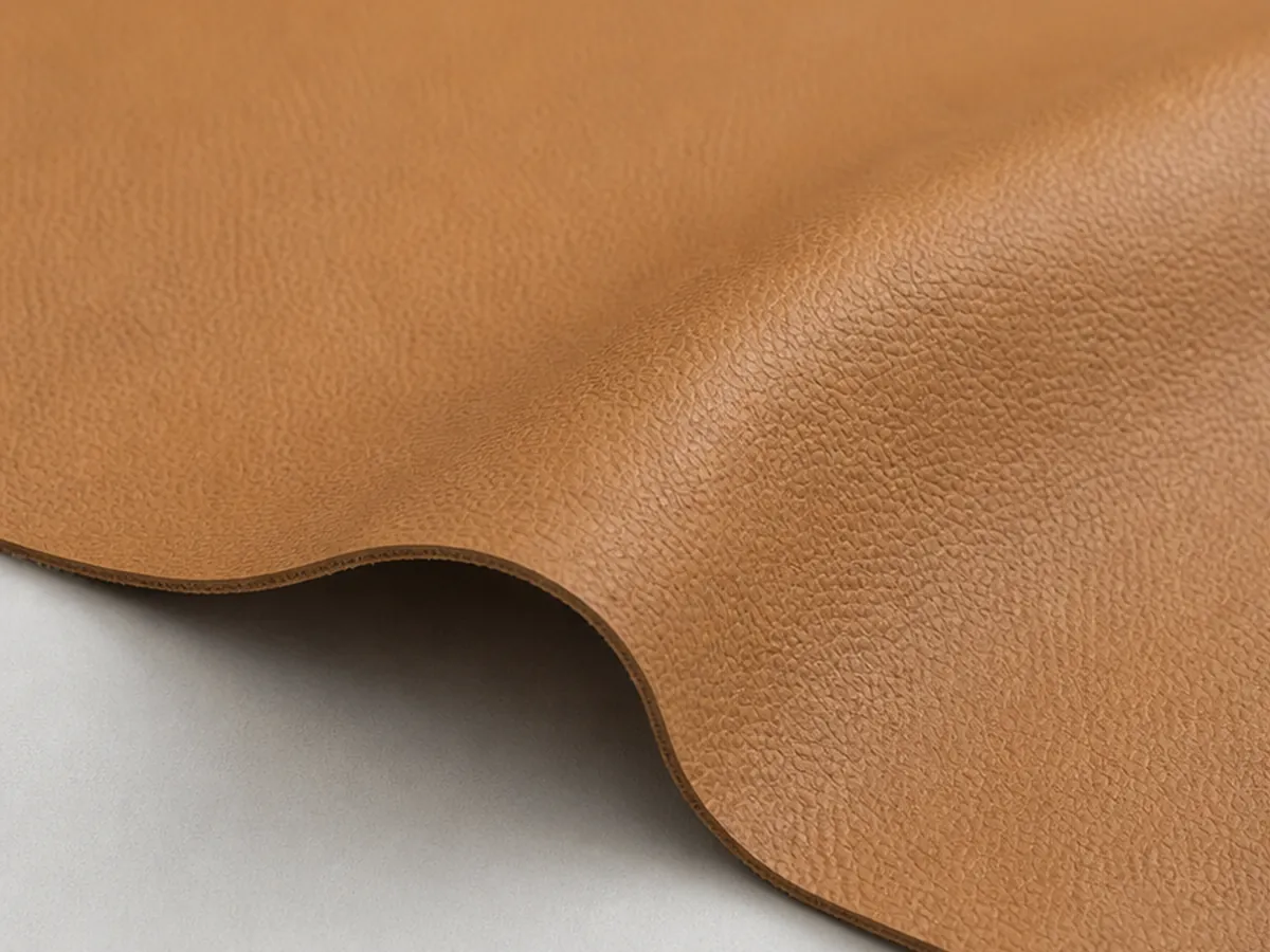 Cuero PU sin imprimir. La lámina flexible sin decorar establece la referencia del material.