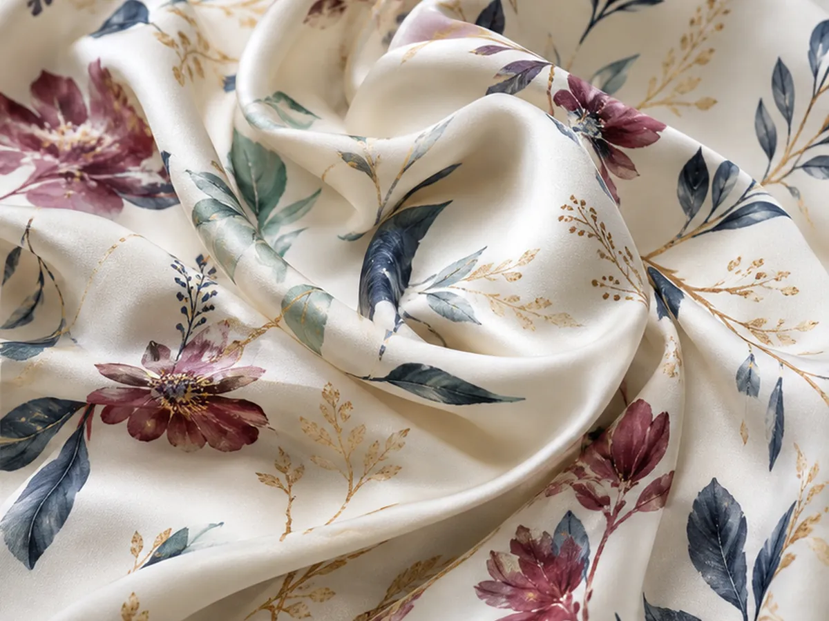 The same silk fabric with a detailed acid-print application