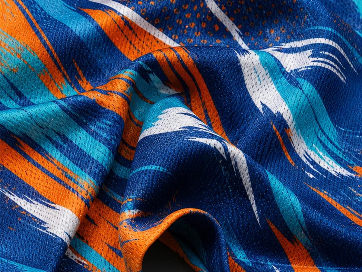 Direct-disperse print application visualization on polyester performance fabric