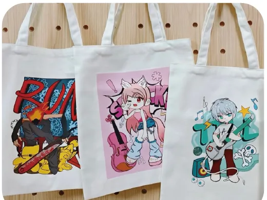 Canvas Bags, Vivid reactive color on natural cotton canvas