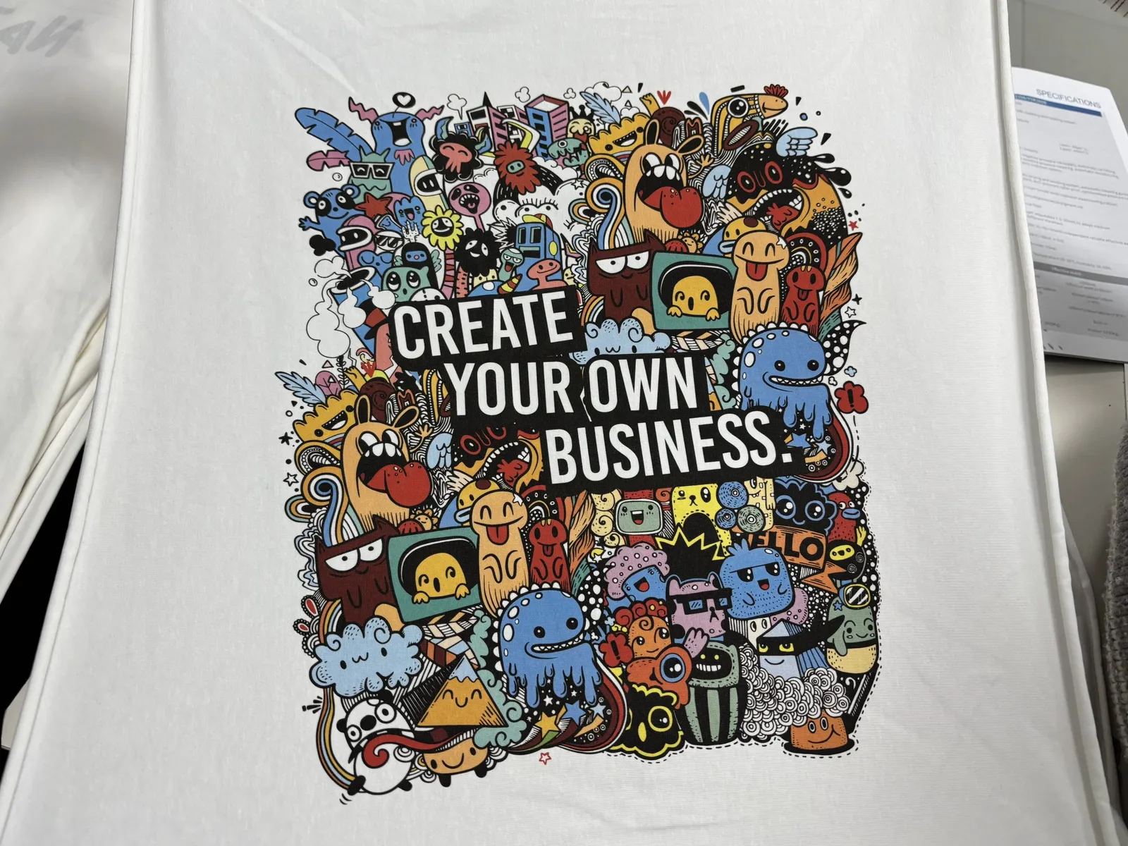 Printed T-shirts, hoodies and children's garments in mixed fabrics